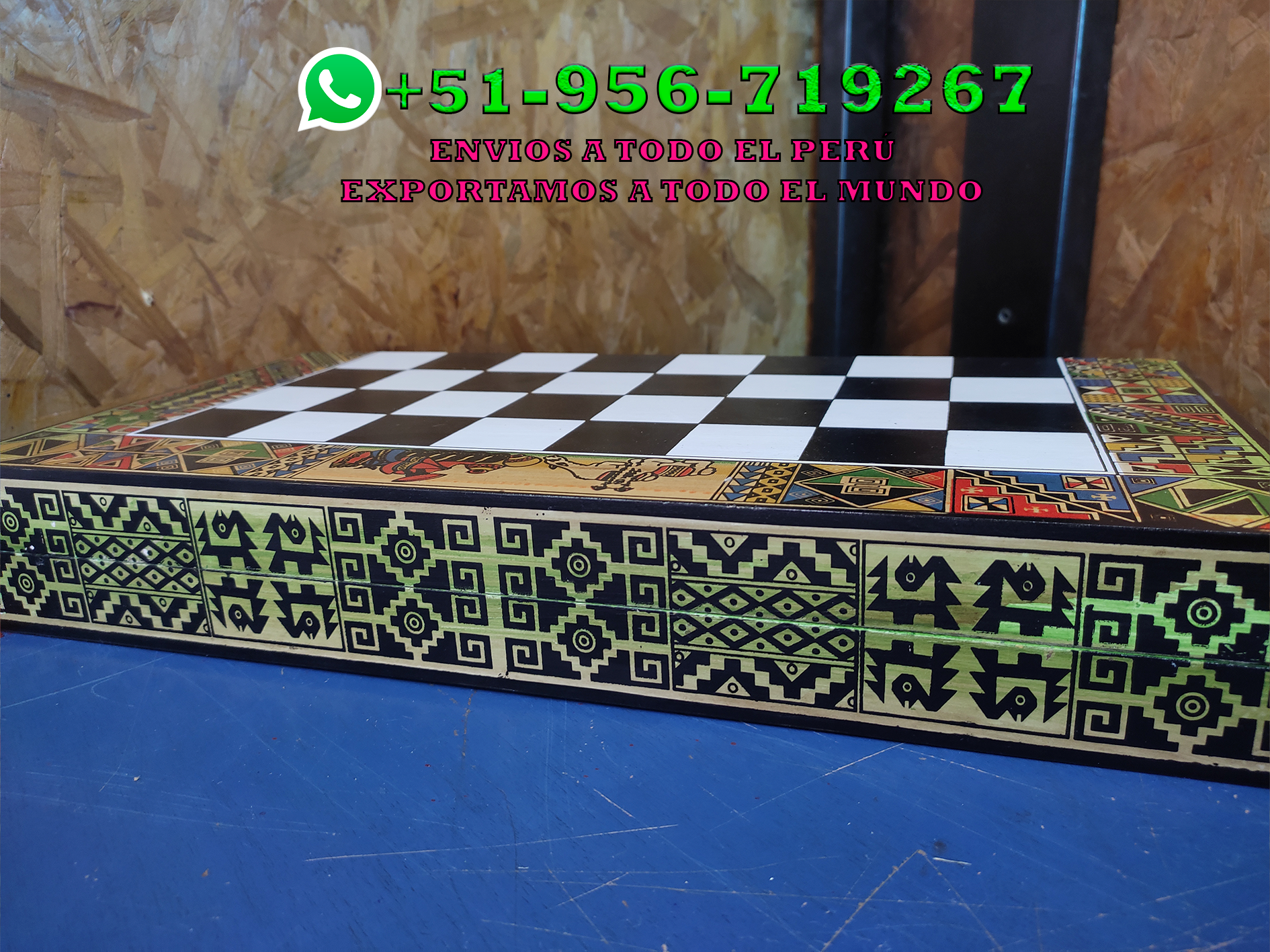 CAJA O TABLERO DE AJEDREZ 26X26 INCAS VS ESPAÑOLES CON FICHAS DE MADERA